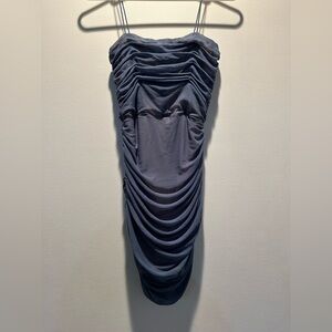 Brooklyn Karma, size S, Elegant Gray/blue Ruched Dress, fully lined